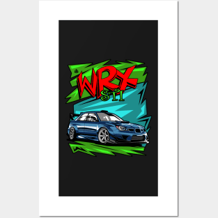 subie WRX sti illustration vector art Posters and Art